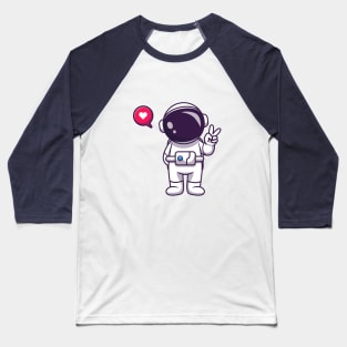 Cute Astronaut - Spaceman Peace Sign Baseball T-Shirt